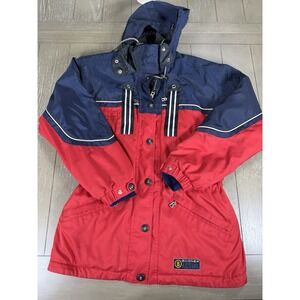 Vintage Bogner Ski Jacket Women's Red & Navy‎ Hooded 90s Winter Coat Sz8